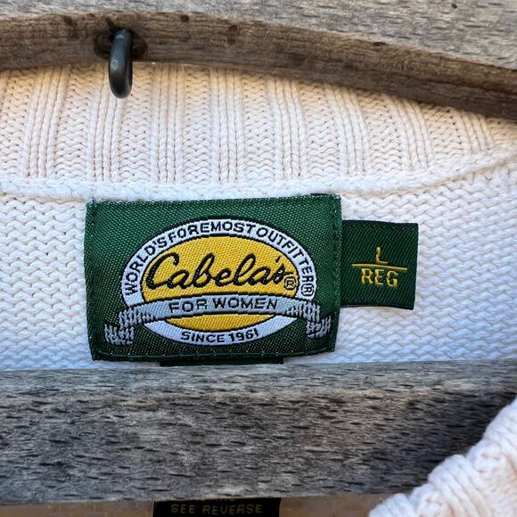 Vintage Cabelas's Birds on a Branch Blue Jays Holly Knit Cottagecore Sweater LG - Picture 5 of 6